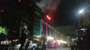 Smoke billowing from the Resorts World casino in Manila, Philippines